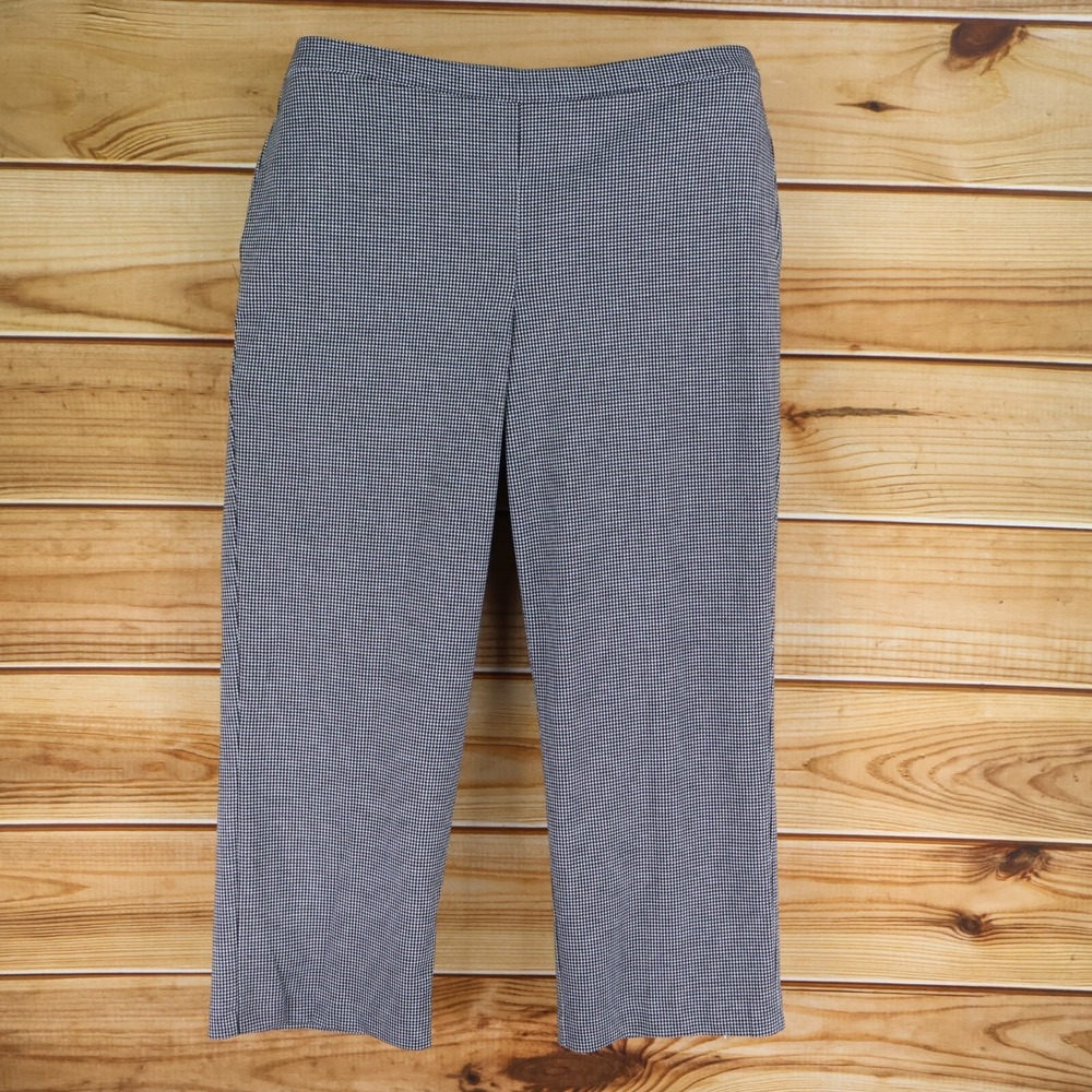 Alfred Dunner Pants Women 18 Black Houndstooth Stretch Waist Classic Fit NWT $48